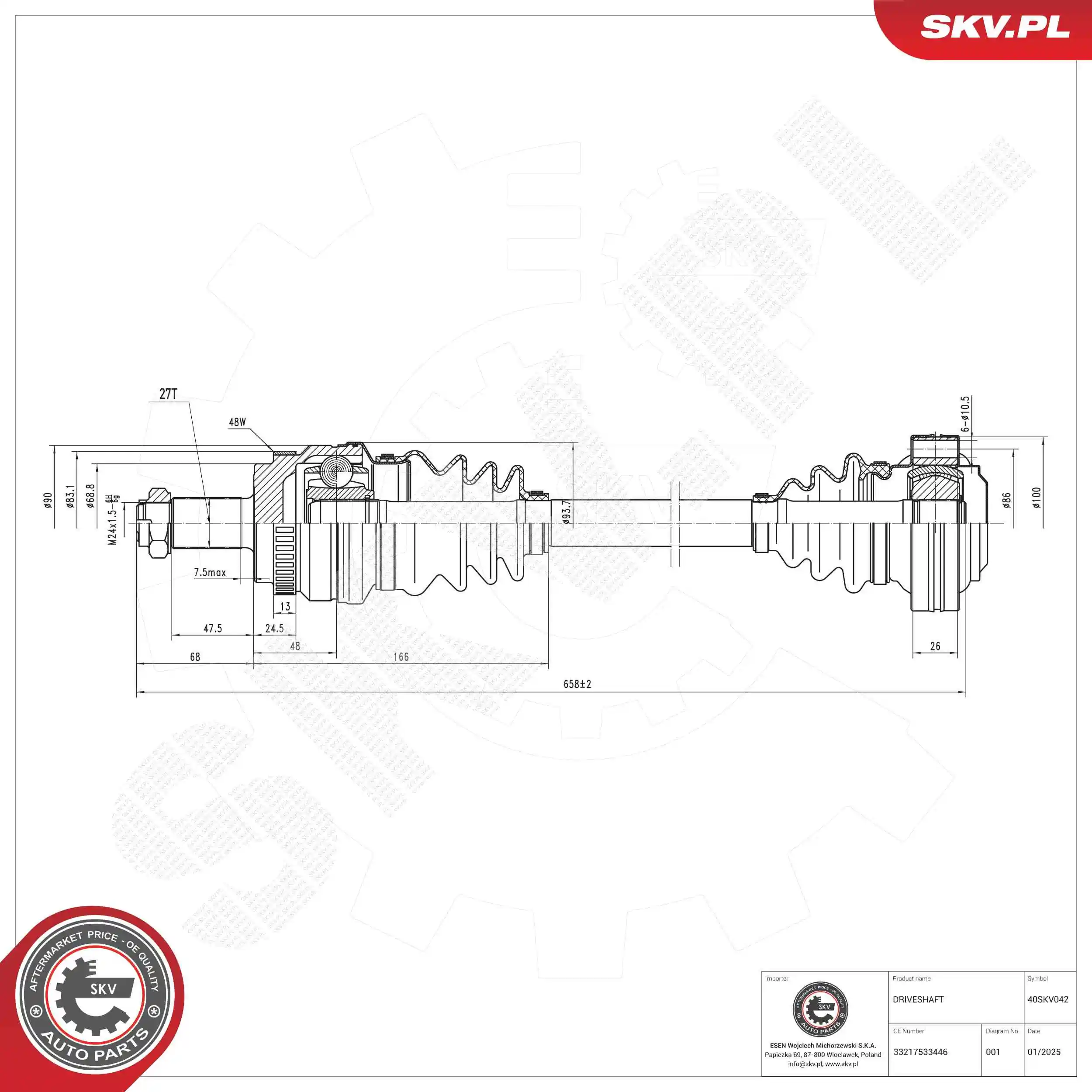 ESEN SKV hajtótengely - 40SKV042 - TothCarparts