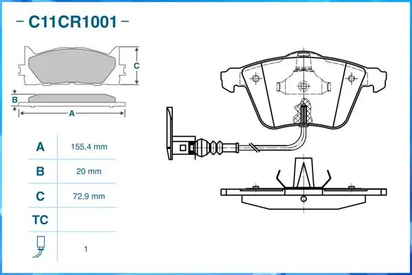CWORKS fékbetétkészlet, tárcsafék - C11CR1001 - TothCarparts