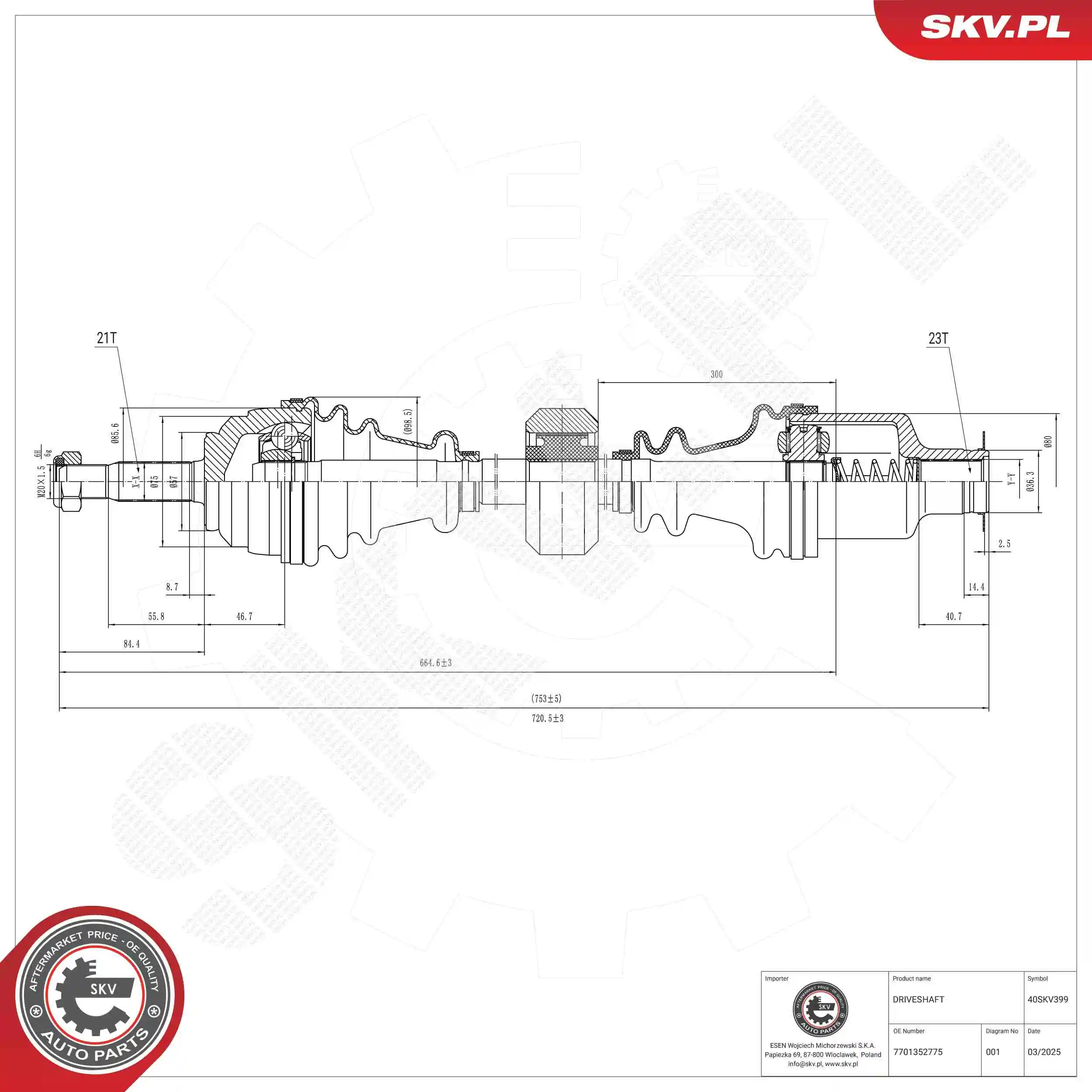 ESEN SKV hajtótengely - 40SKV399 - TothCarparts