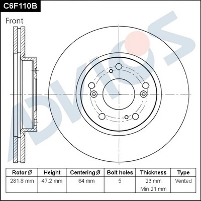 ADVICS féktárcsa - C6F110B - TothCarparts