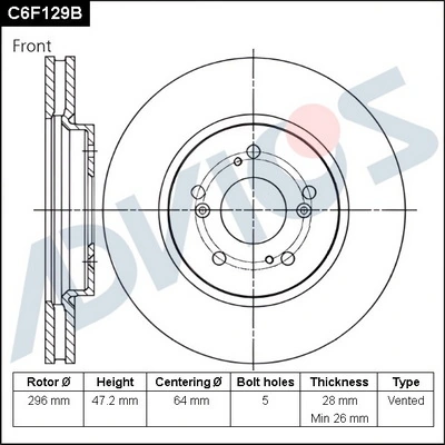 ADVICS féktárcsa - C6F129B - TothCarparts