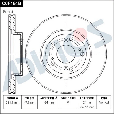 ADVICS féktárcsa - C6F184B - TothCarparts