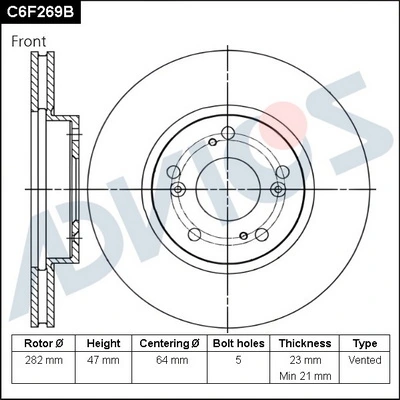 ADVICS féktárcsa - C6F269B - TothCarparts