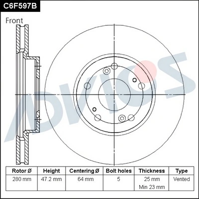 ADVICS féktárcsa - C6F597B - TothCarparts