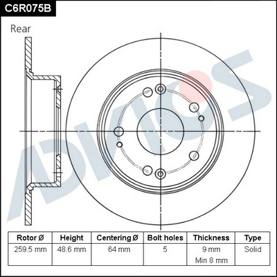 ADVICS féktárcsa - C6R075B - TothCarparts