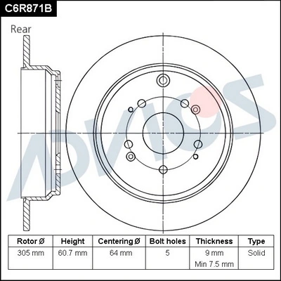 ADVICS féktárcsa - C6R871B - TothCarparts