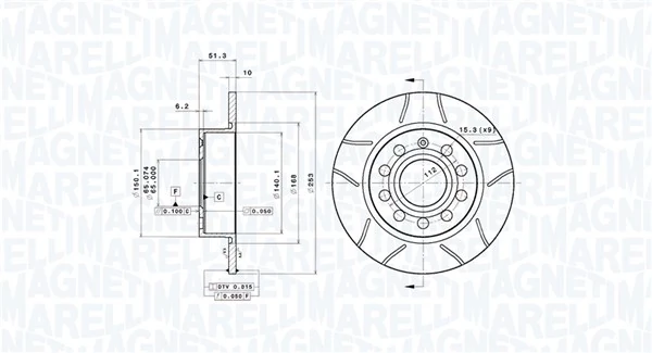 MAGNETI MARELLI féktárcsa - 360406050705 - TothCarparts