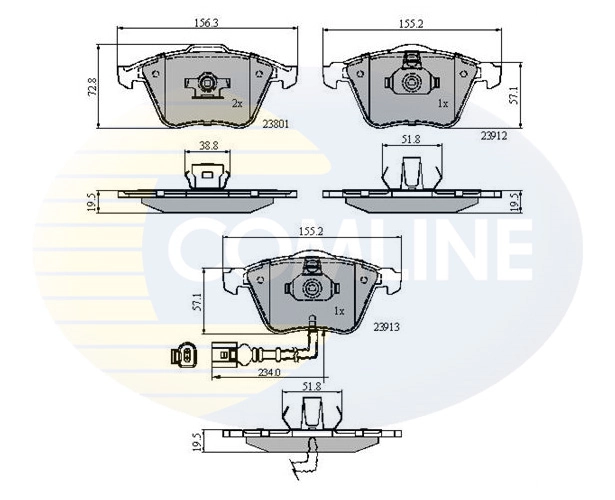COMLINE fékbetétkészlet, tárcsafék - CBP11628 - TothCarparts