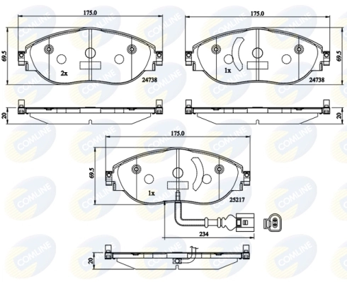 COMLINE fékbetétkészlet, tárcsafék - CBP12201 - TothCarparts