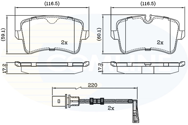 COMLINE fékbetétkészlet, tárcsafék - CBP22121 - TothCarparts