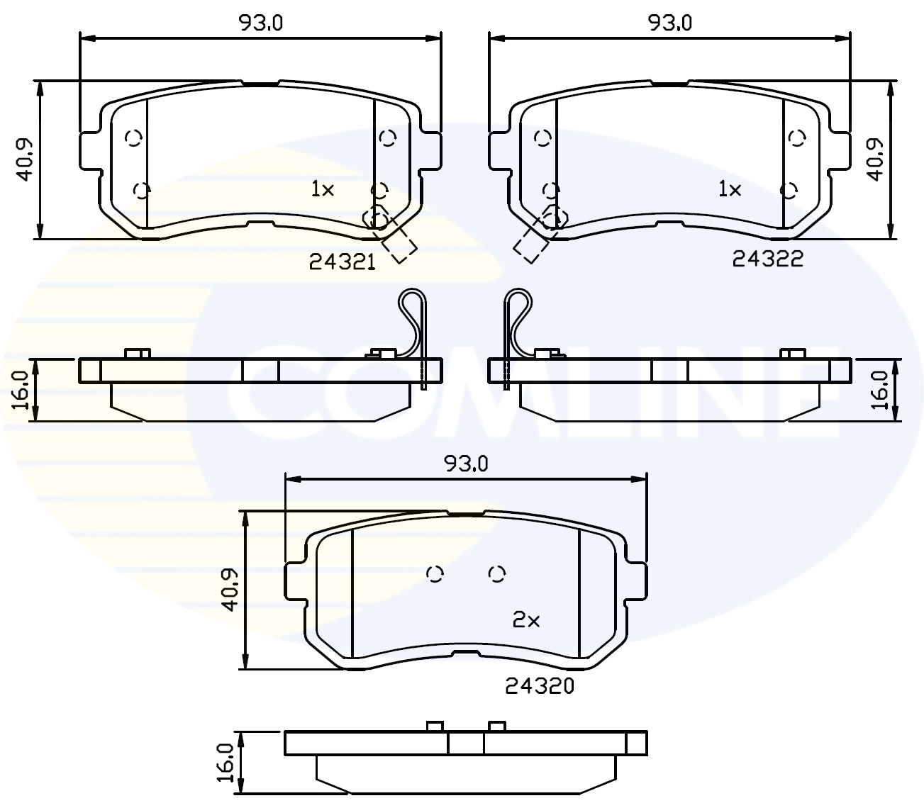 COMLINE fékbetétkészlet, tárcsafék - CBP32016 - TothCarparts