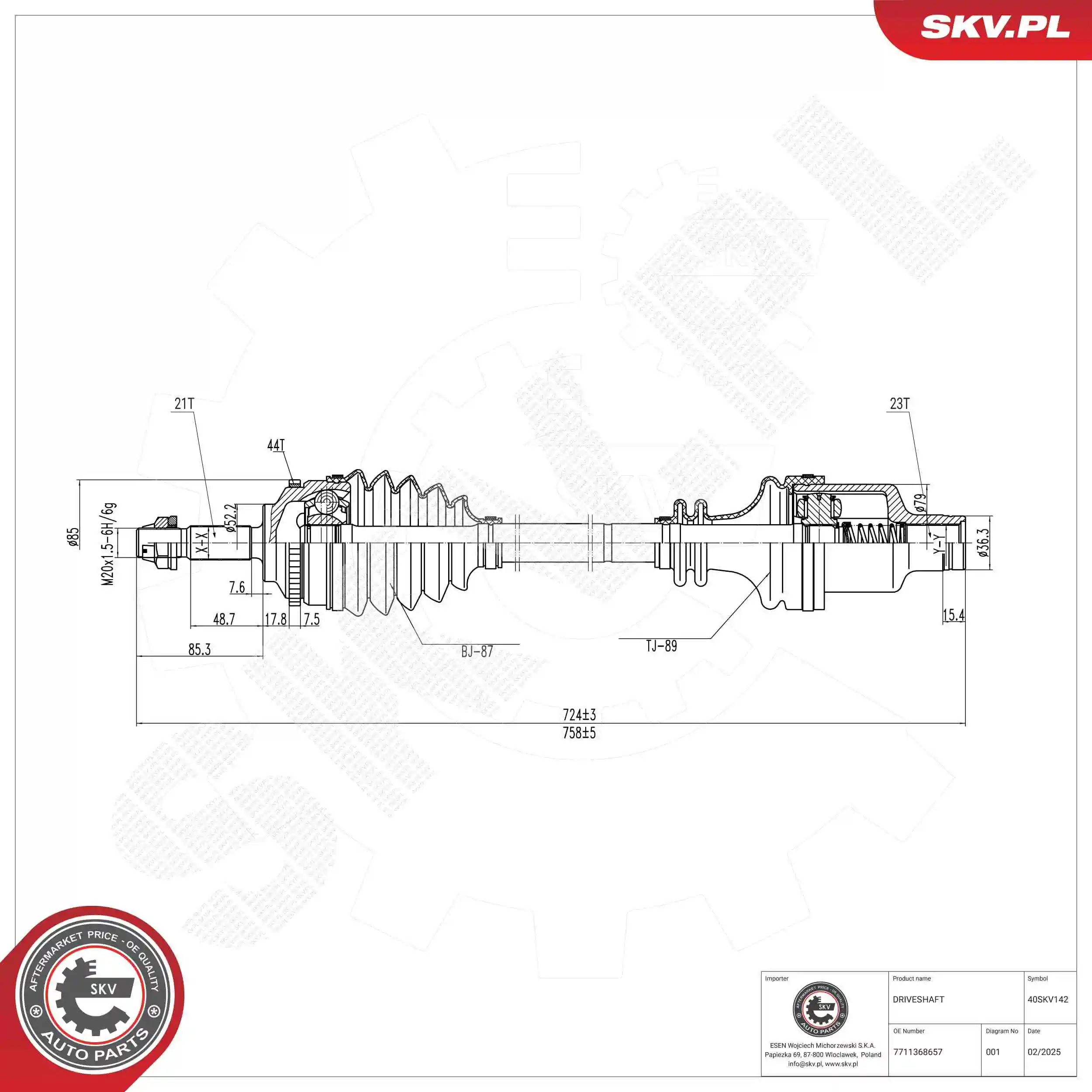 ESEN SKV hajtótengely - 40SKV142 - TothCarparts