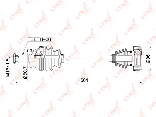 LYNXAUTO hajtótengely - CD-1128 - TothCarparts