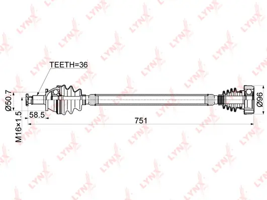 LYNXAUTO hajtótengely - CD-1129 - TothCarparts