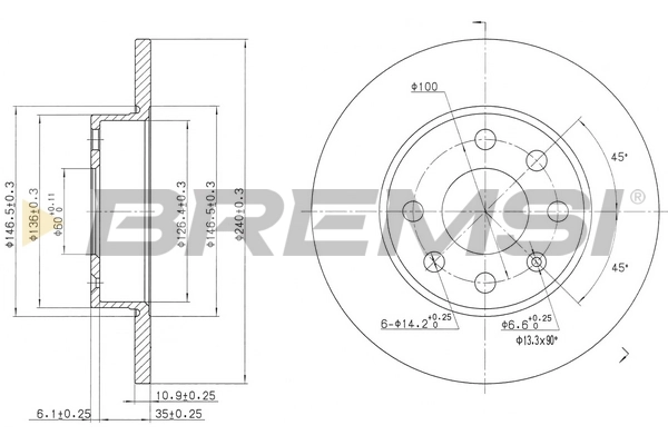 BREMSI féktárcsa - CD7129S - TothCarparts