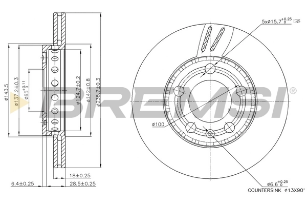 BREMSI féktárcsa - CD7164V - TothCarparts