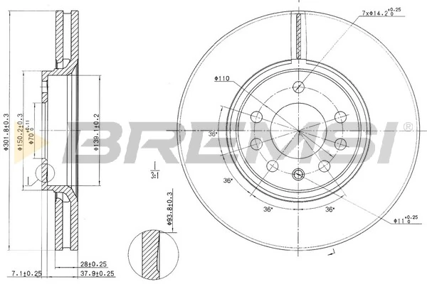 BREMSI féktárcsa - CD7215V - TothCarparts