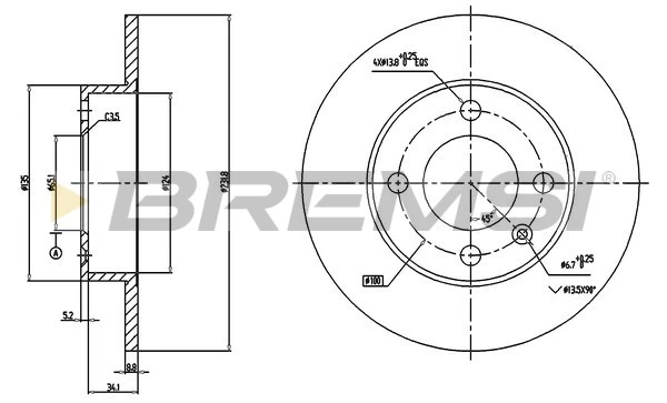 BREMSI féktárcsa - CD7233S - TothCarparts
