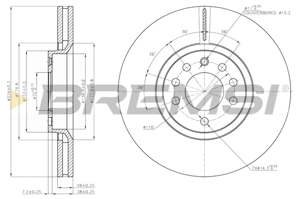 BREMSI féktárcsa - CD7237V - TothCarparts