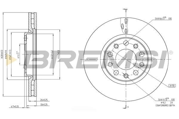 BREMSI féktárcsa - CD7956V - TothCarparts