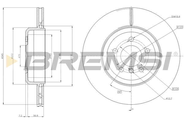 BREMSI féktárcsa - CD8037V - TothCarparts