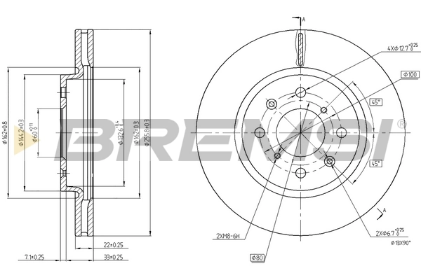 BREMSI féktárcsa - CD8070V - TothCarparts