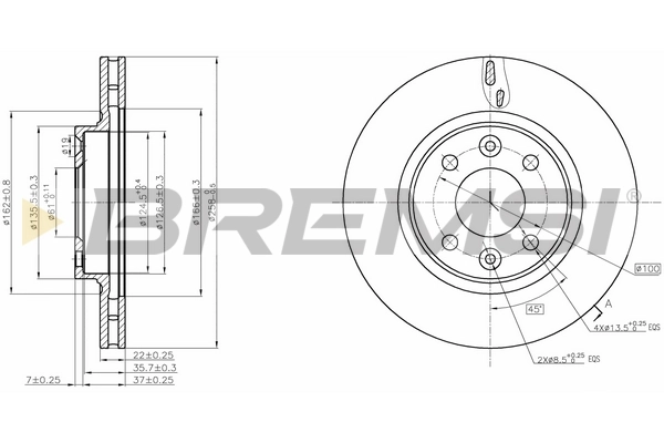 BREMSI féktárcsa - CD8327V - TothCarparts