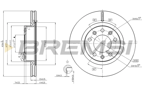 BREMSI féktárcsa - CD8413V - TothCarparts