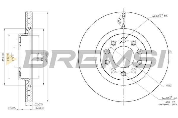 BREMSI féktárcsa - CD8556V - TothCarparts