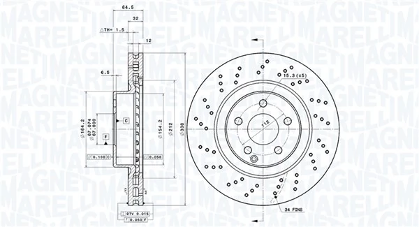 MAGNETI MARELLI féktárcsa - 360406215301 - TothCarparts