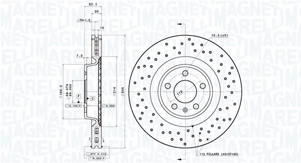 MAGNETI MARELLI féktárcsa - 360406214502 - TothCarparts