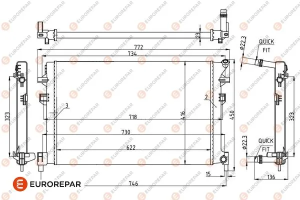 EUROREPAR hűtő, motorhűtés - 1690996480 - TothCarparts