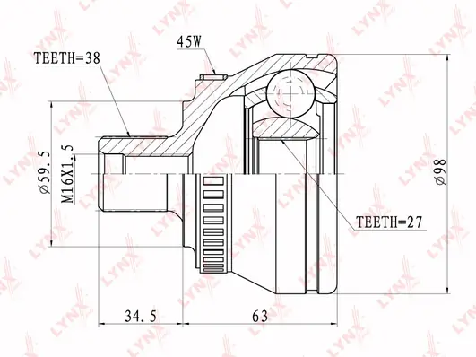 LYNXAUTO csuklókészlet, hajtótengely - CO-1202A - TothCarparts