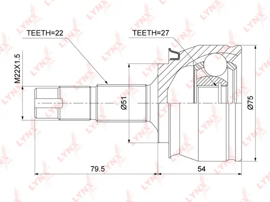 LYNXAUTO csuklókészlet, hajtótengely - CO-3813 - TothCarparts