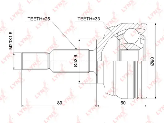 LYNXAUTO csuklókészlet, hajtótengely - CO-3845 - TothCarparts