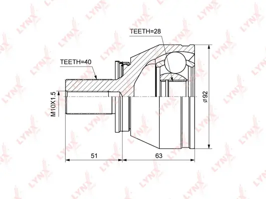 LYNXAUTO csuklókészlet, hajtótengely - CO-3847 - TothCarparts