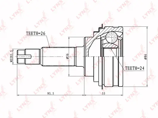 LYNXAUTO csuklókészlet, hajtótengely - CO-7508 - TothCarparts