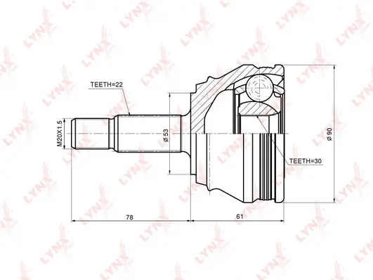 LYNXAUTO csuklókészlet, hajtótengely - CO-8013A - TothCarparts