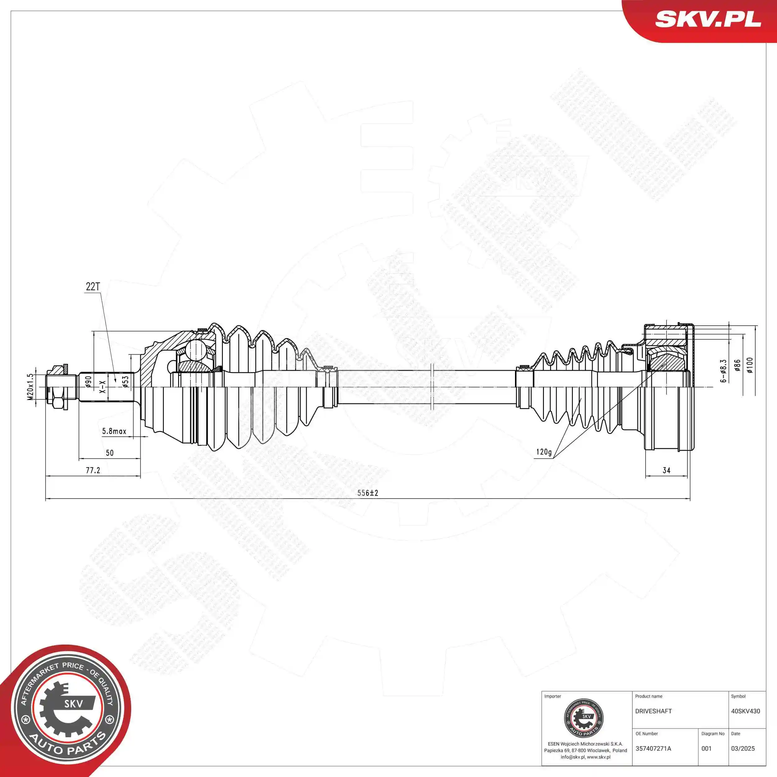 ESEN SKV hajtótengely - 40SKV430 - TothCarparts