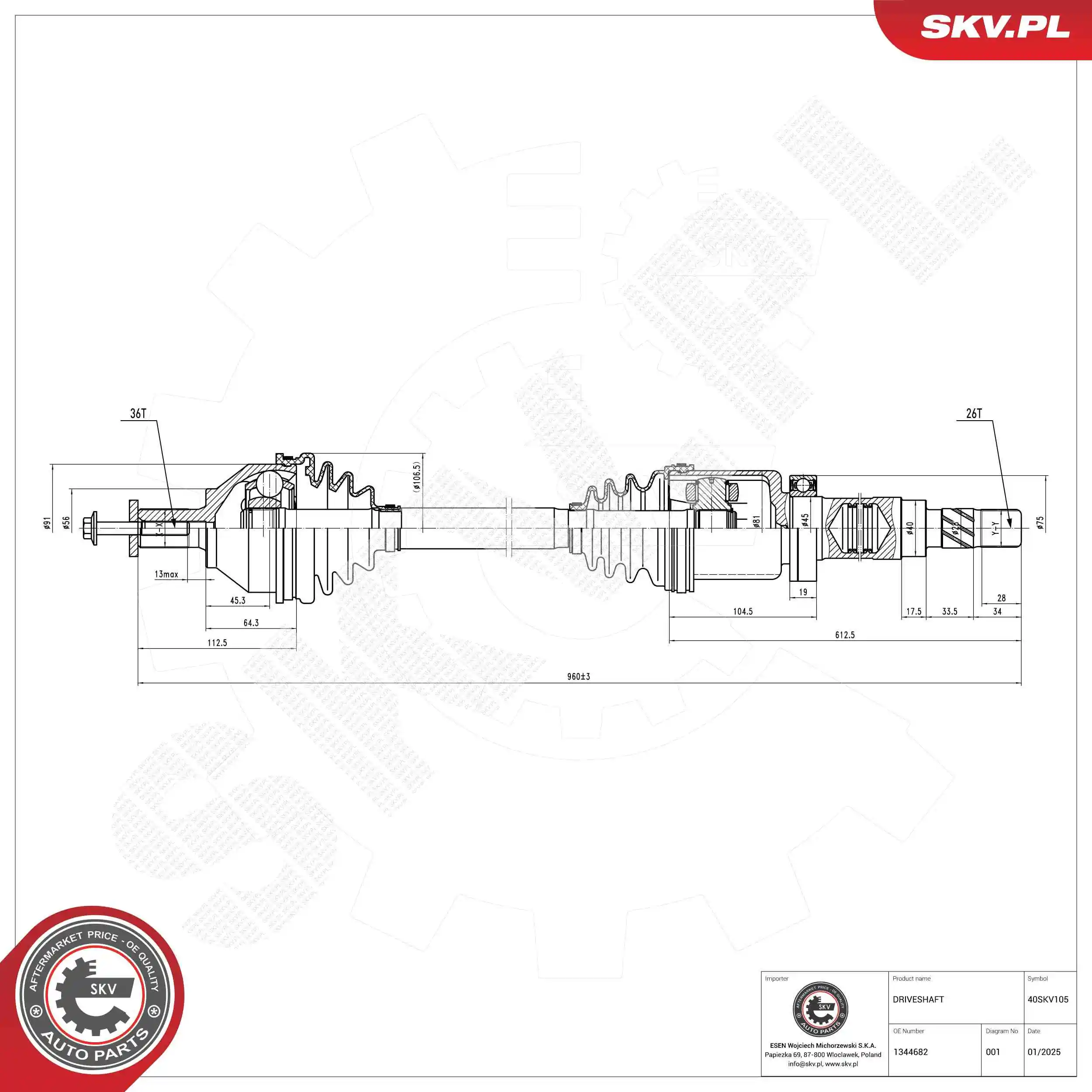 ESEN SKV hajtótengely - 40SKV105 - TothCarparts