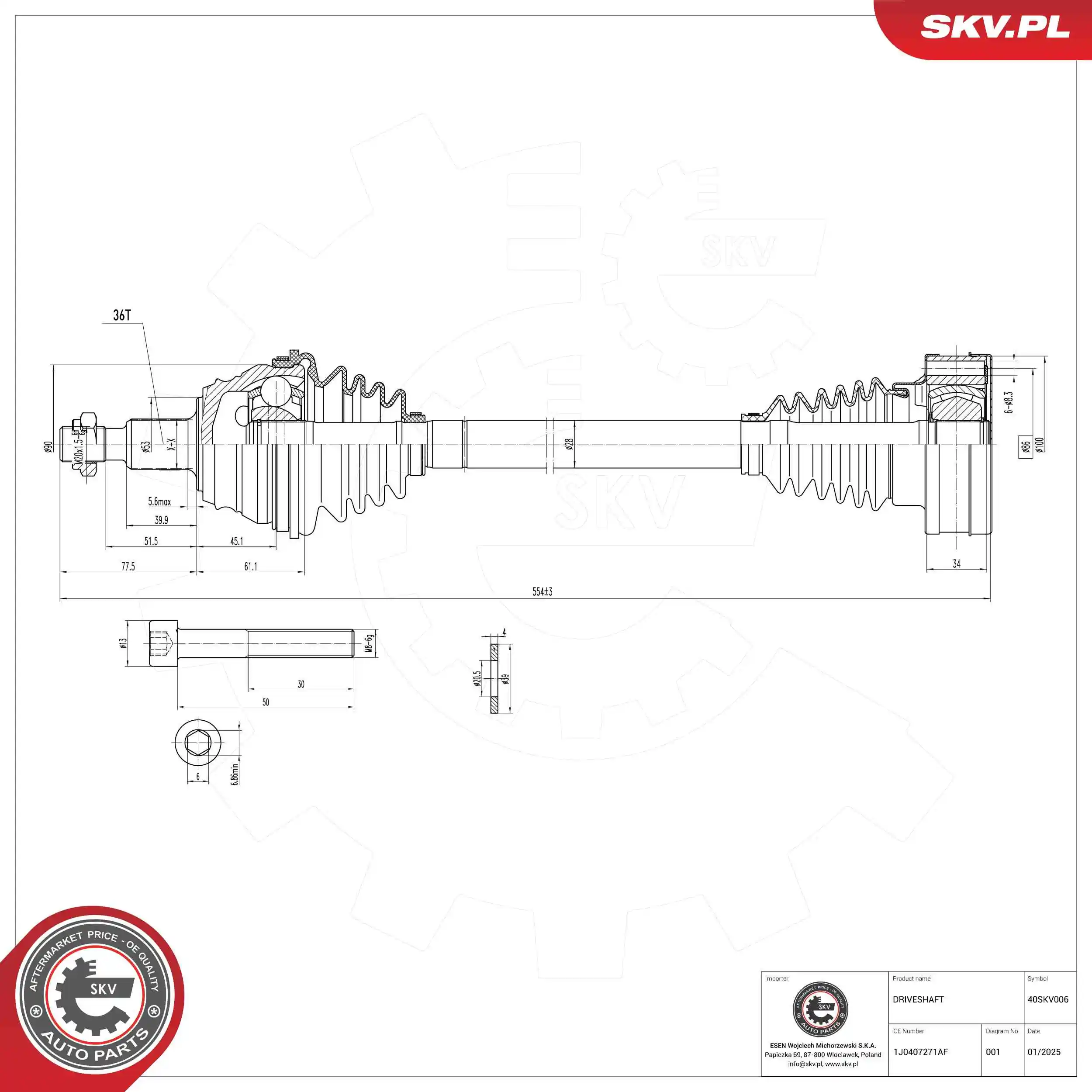 ESEN SKV hajtótengely - 40SKV006 - TothCarparts