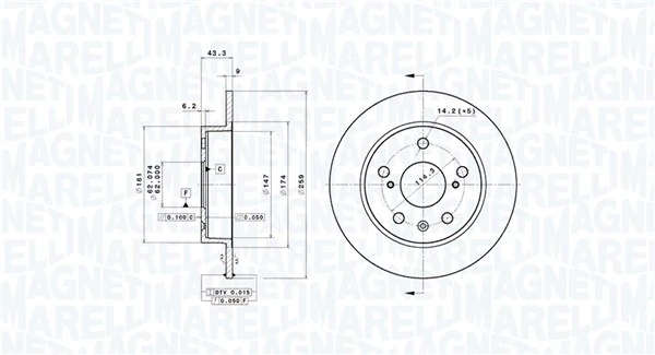 MAGNETI MARELLI féktárcsa - 360406216701 - TothCarparts