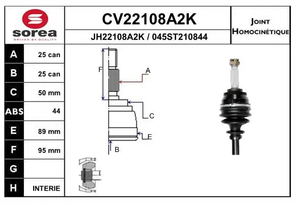 EAI csuklókészlet, hajtótengely - CV22108A2K - TothCarparts