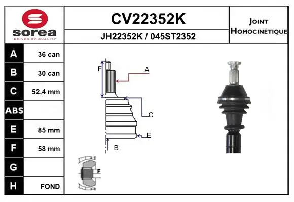 EAI csuklókészlet, hajtótengely - CV22352K - TothCarparts