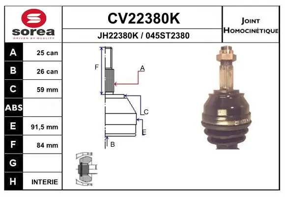 EAI csuklókészlet, hajtótengely - CV22380K - TothCarparts
