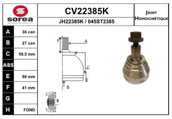 EAI csuklókészlet, hajtótengely - CV22385K - TothCarparts