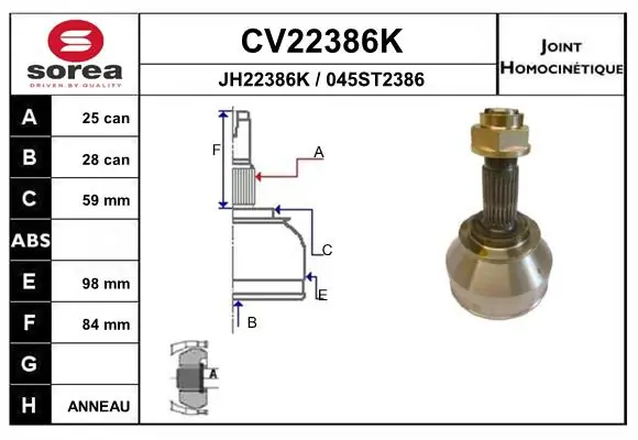 EAI csuklókészlet, hajtótengely - CV22386K - TothCarparts
