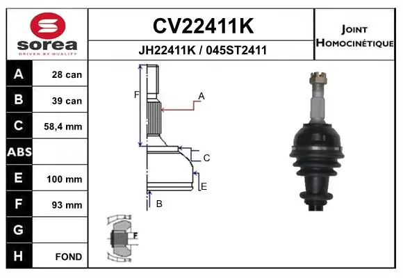EAI csuklókészlet, hajtótengely - CV22411K - TothCarparts