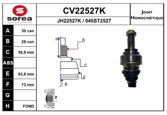 EAI csuklókészlet, hajtótengely - CV22527K - TothCarparts