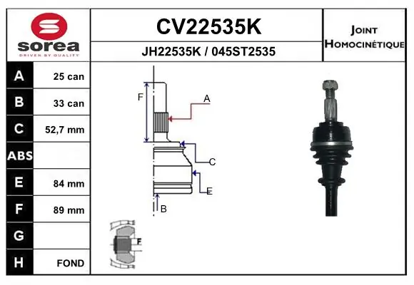 EAI csuklókészlet, hajtótengely - CV22535K - TothCarparts